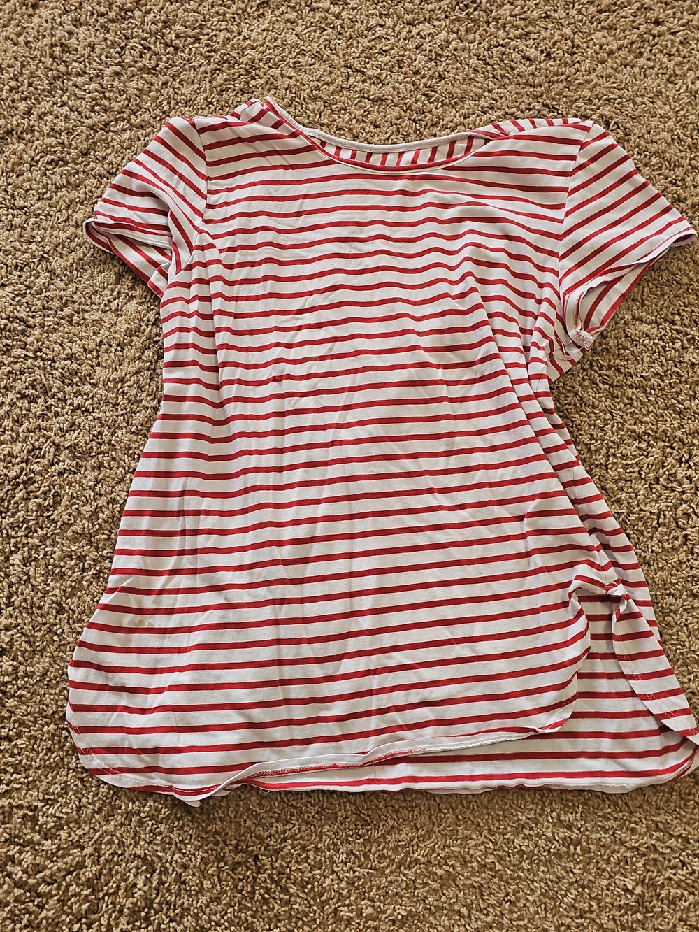 Women’s Red and White Striped Short-Sleeve Tee